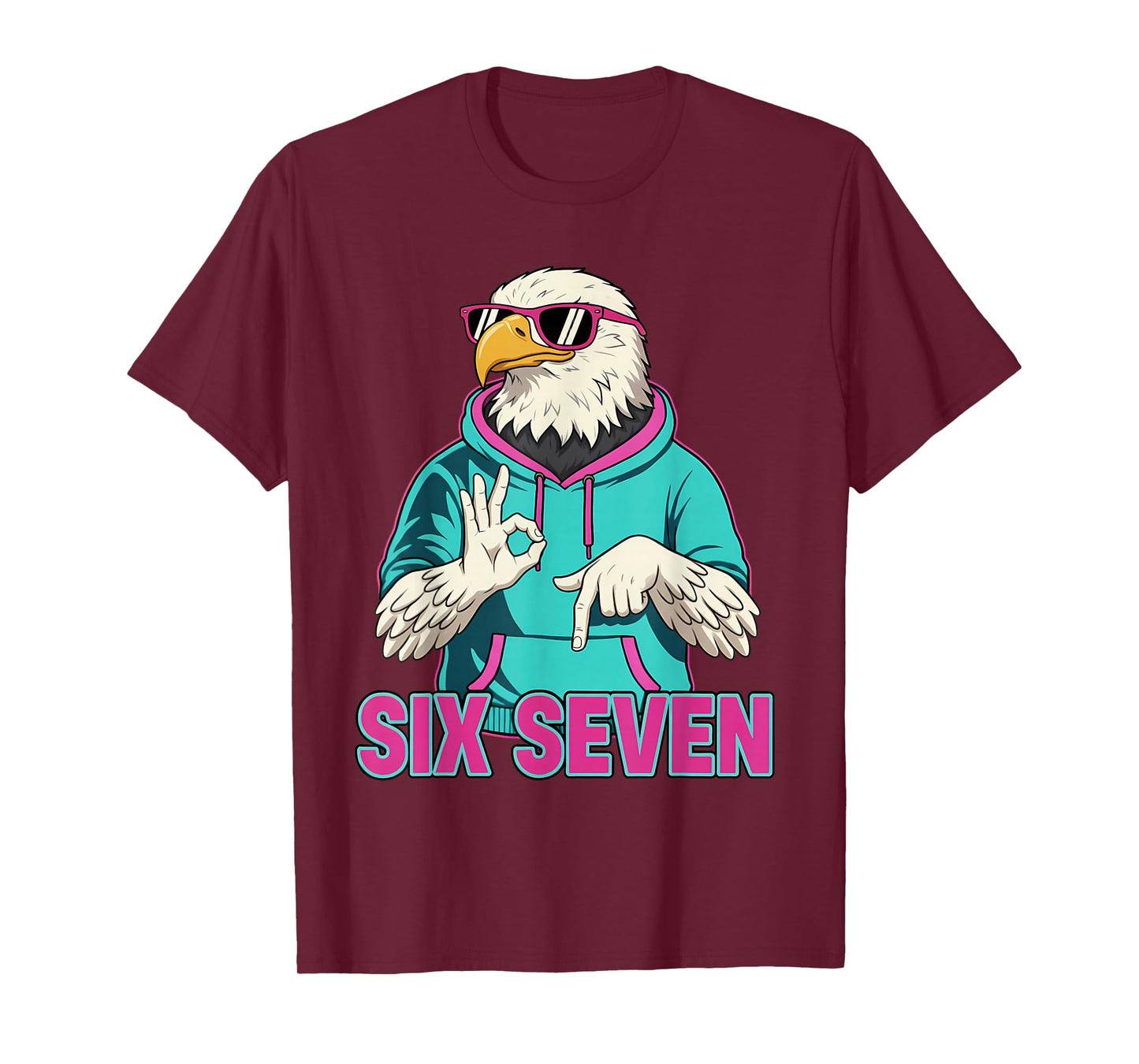 Six Seven Meme Cute Bald Eagle 67 Funny Gen Z Apha Slang T-Shirt