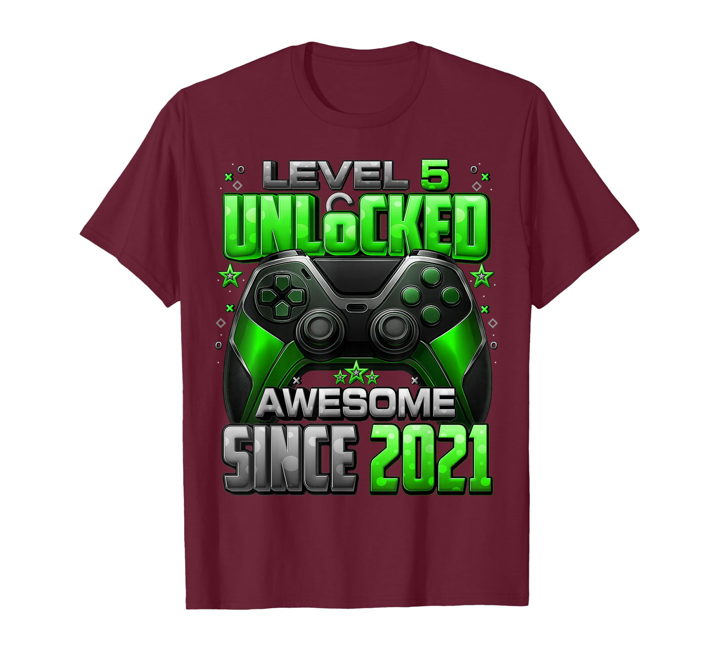 Level 5 Unlocked Awesome Since 2021 5th Birthday Gaming T-Shirt