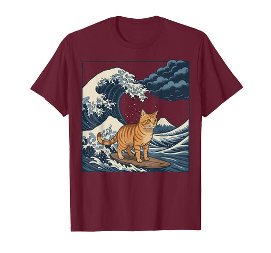 Cat Surfing Japanese T-Shirt