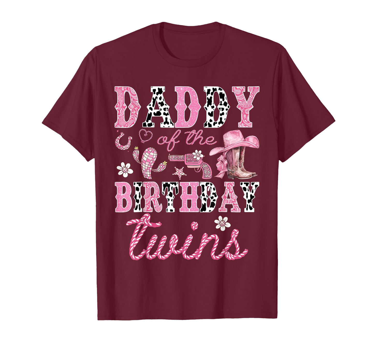 Daddy of The Birthday Twins Cowgirl Rodeo Western Matching T-Shirt