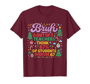 Bruh 6 Out of 7 Teachers 67 Percent Students Meme Christmas T-Shirt