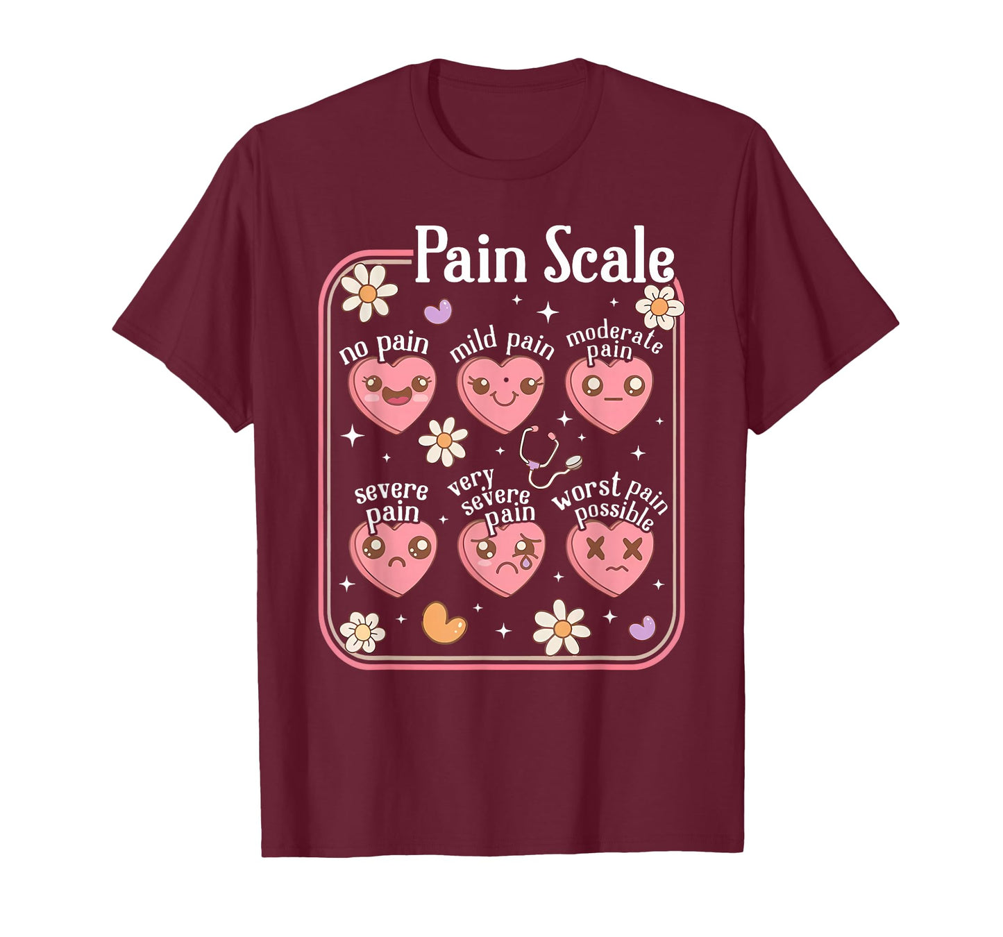Pain Scale Heart Pain Assessment Trauma Nurse Valentine T-Shirt