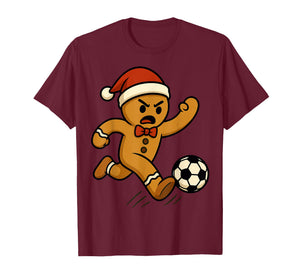 Gingerbread Soccer Player Funny Christmas Kids Boys T-Shirt