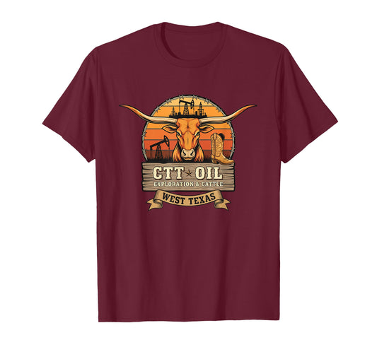 Ctt Oil Exploration Cattle West Texas Cowboy Boots T-Shirt