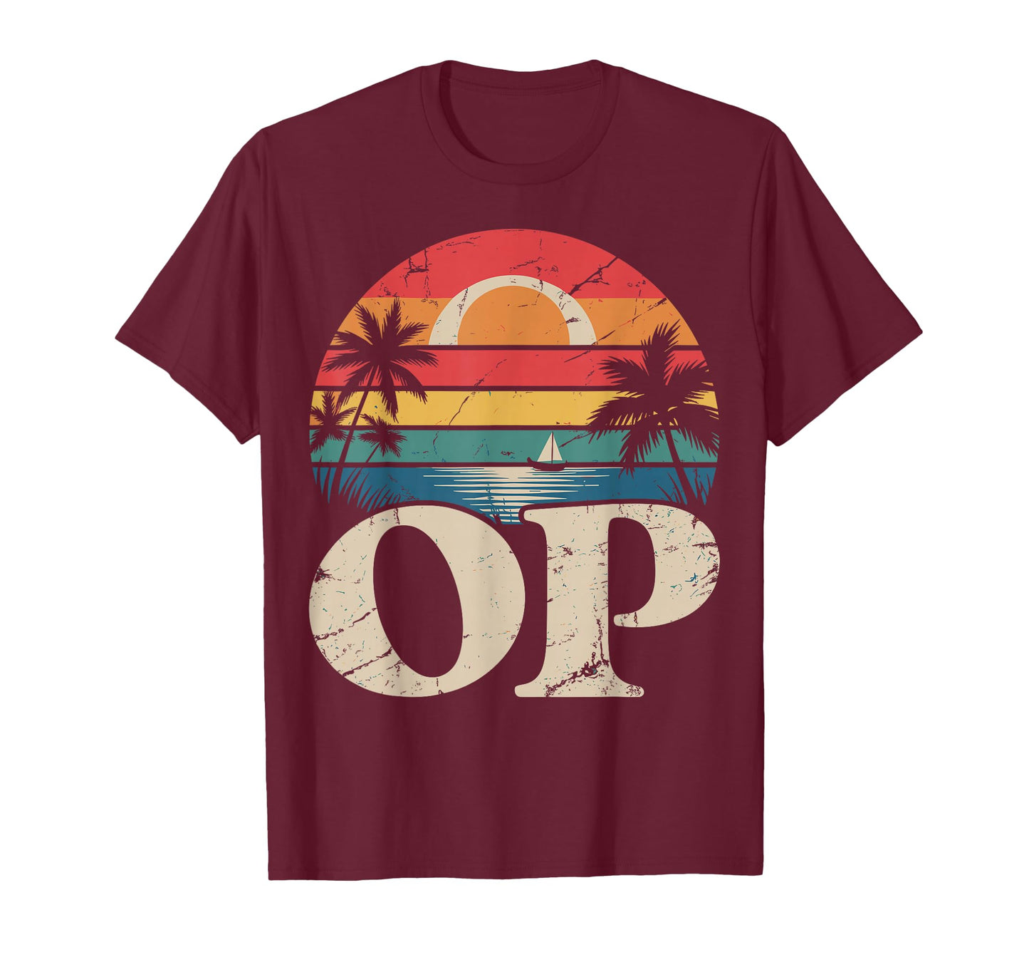 Op Ocean Vintage Pacific Beach Sun Palm Trees Retro T-Shirt