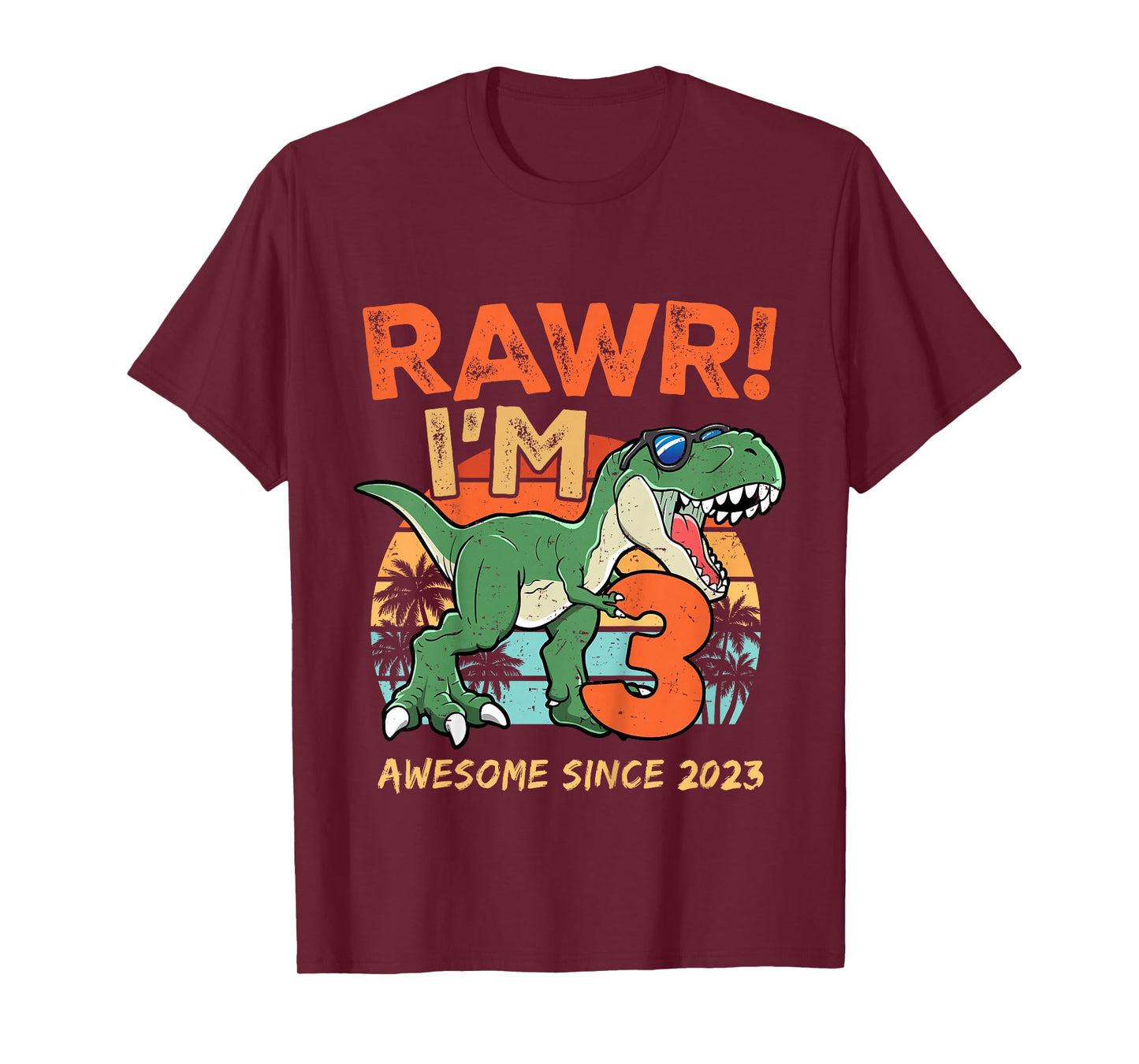 Rawr I'm Three Rex 3rd Birthday Third Dinosaur 3 Year Old T-Shirt