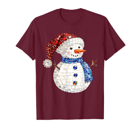 Sparkly Rhinestone Snowman Pajamas Holiday Merry Christmas T-Shirt