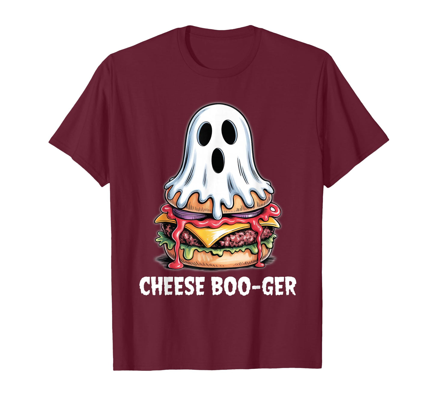 Cheese Boo-Ger Funny Ghost Cheeseburger Food Pun Halloween T-Shirt