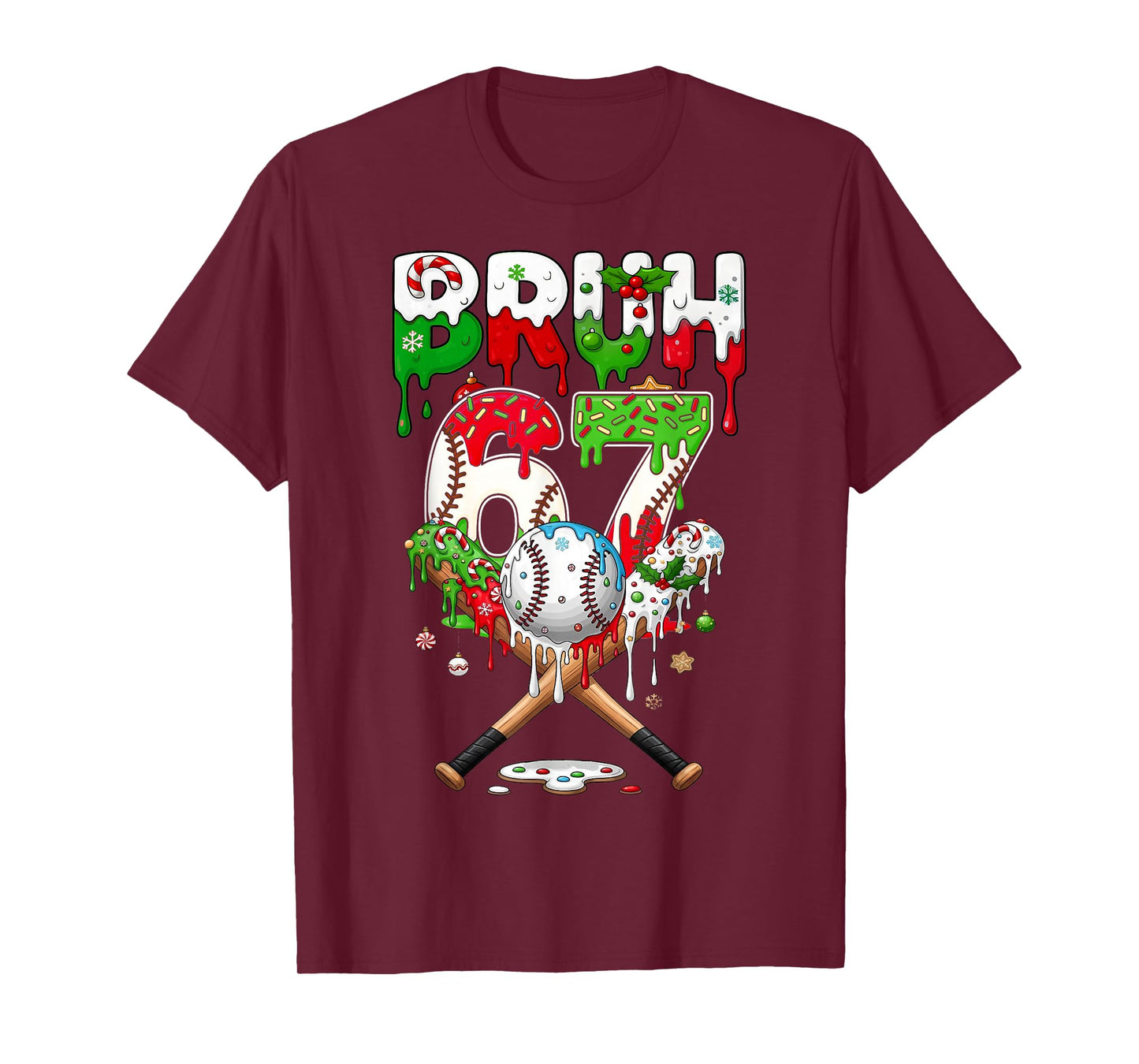 Baseball Bruh 67 Ice Cream Drip Christmas Six Seven Kids T-Shirt