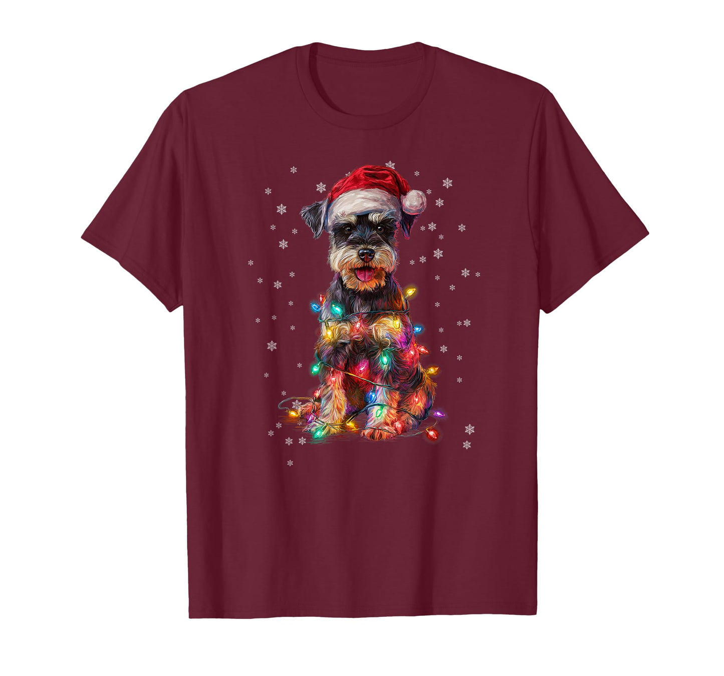 Christmas Dog Schnauzer Santa Xmas Women Men Kids T-Shirt