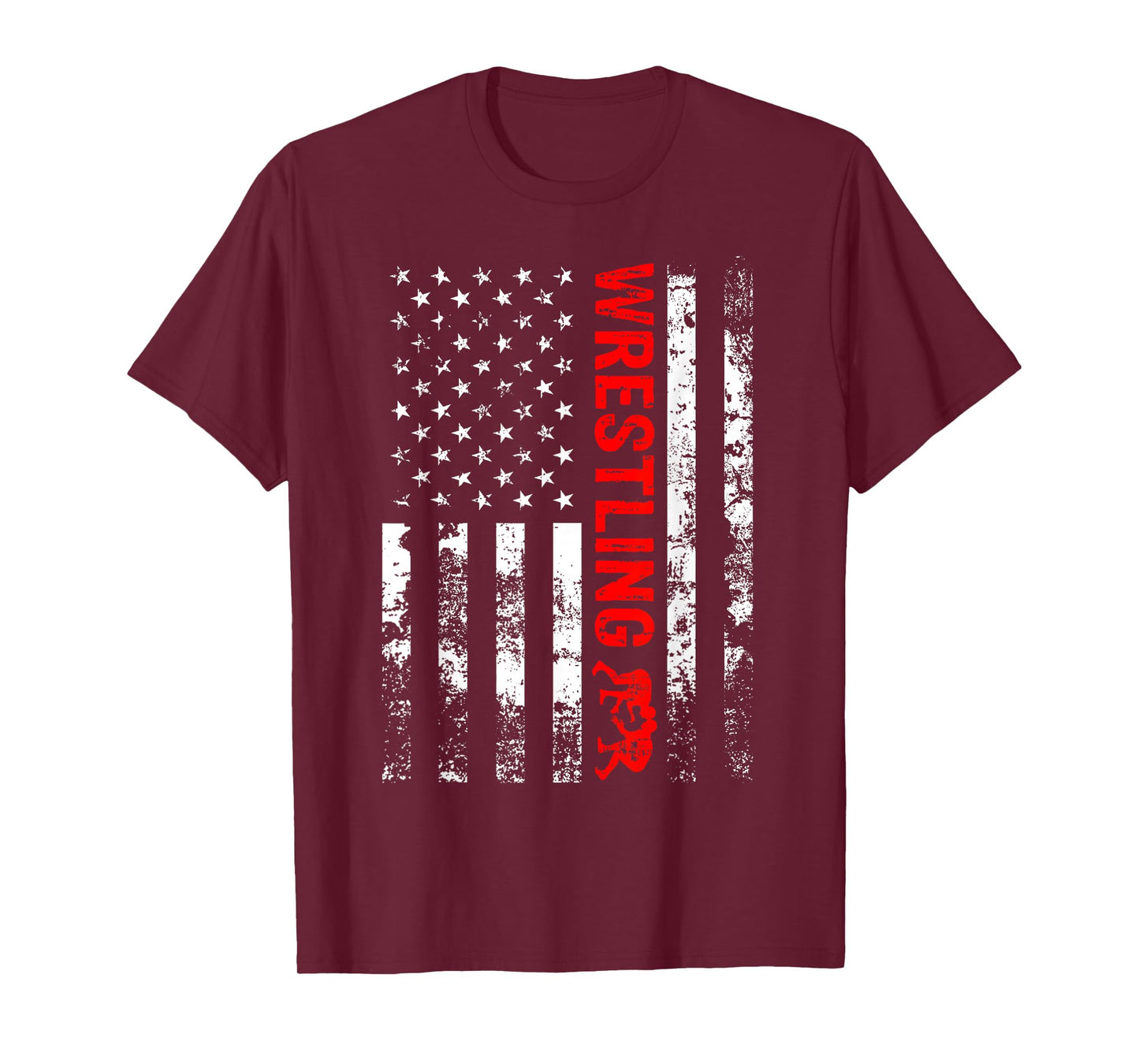 Vintage American Wrestling US Flag Wrestling Wrestler Mens T-Shirt