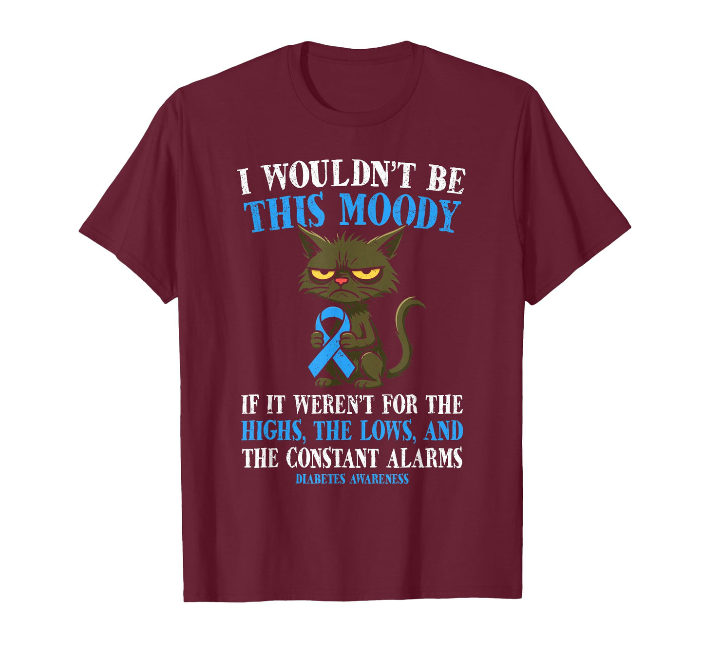 Funny T1D Cat Diabetes Type 1 Low Blood Sugar face T-Shirt