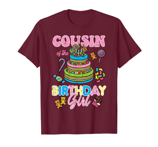 Cousin of Birthday Girl Cake Bday Party Girls Boys Kids T-Shirt