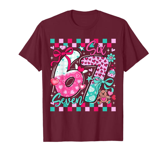 Six Seven Meme 67 Coquette Bow Valentines Day Women Girl Kid T-Shirt