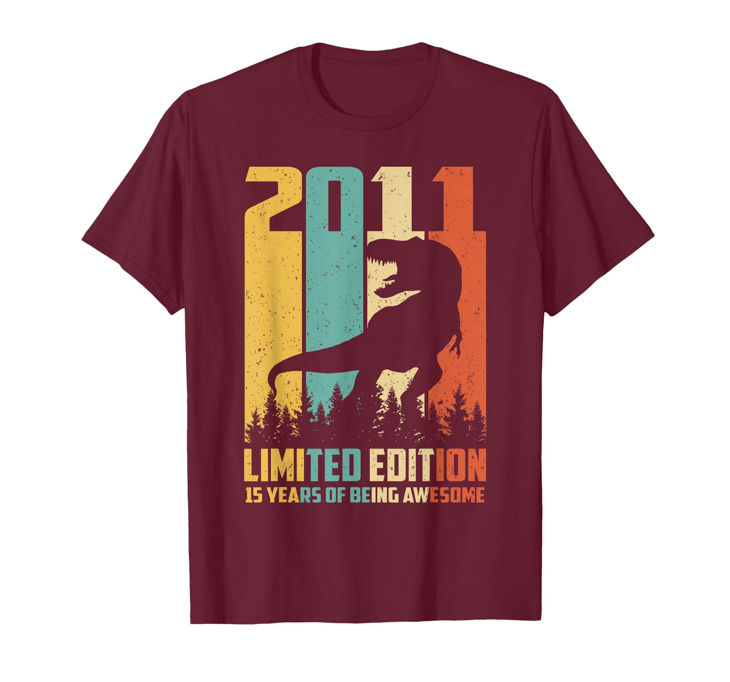 Awesome Since 2011 15 Years Old 15th Birthday T-Rex Dinosaur T-Shirt