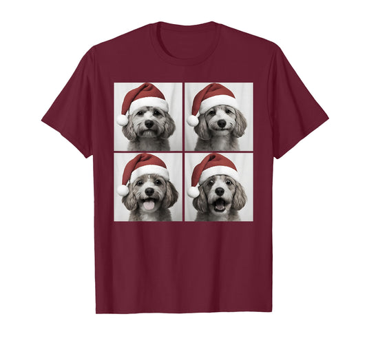 Funny Christmas Cavapoo Santa Doodle Dog Lover Photo Booth T-Shirt