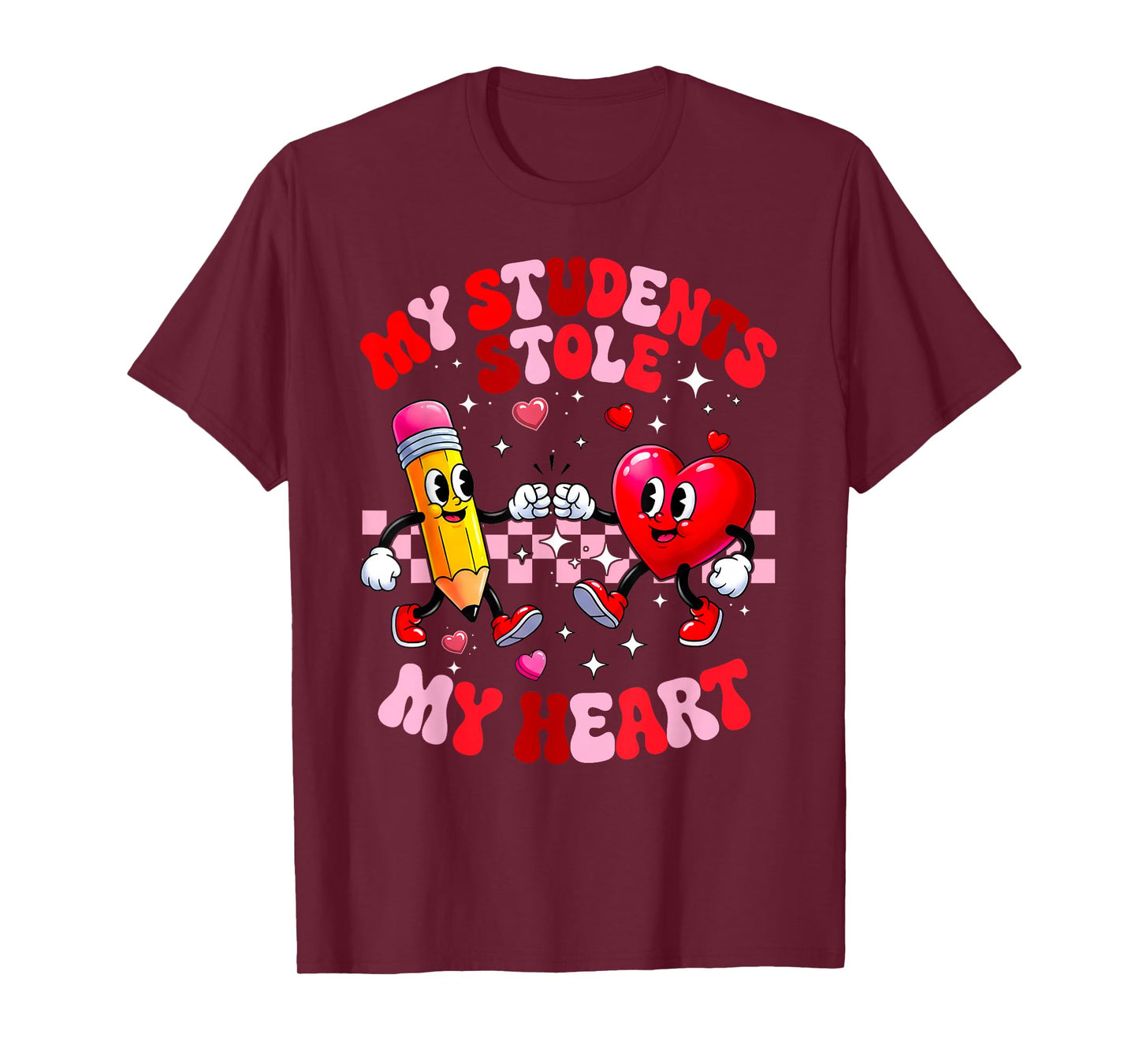 My Students Stole My Heart Groovy Valentine Teacher T-Shirt