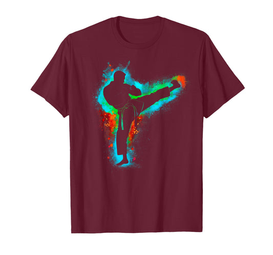 Colorful Retro Taekwondo Martial Arts Men Kids Boys Karate T-Shirt