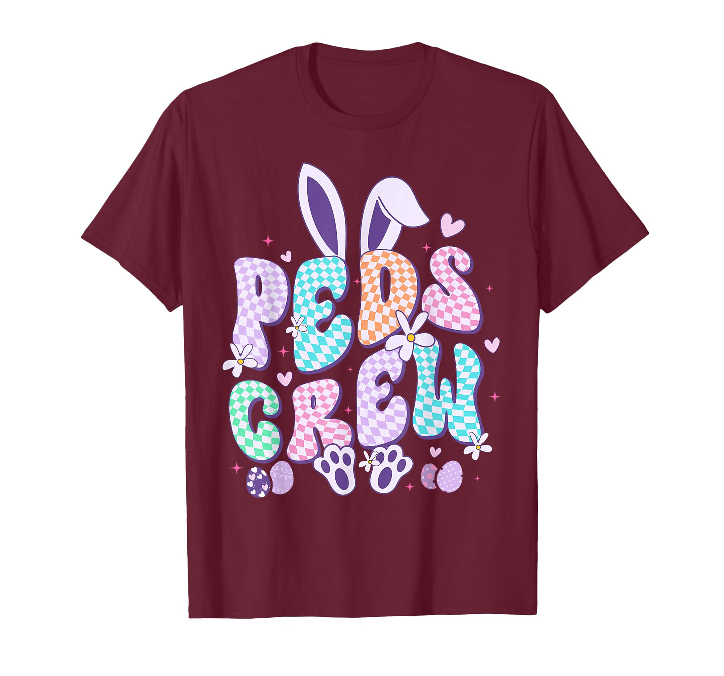 Retro PEDS Crew Bunny Easter Day Pediatric Nurse RN Crew T-Shirt