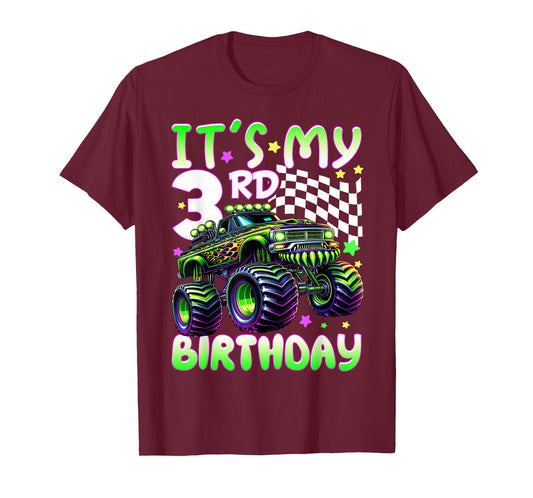 It's My 3rd Birthday Boy Monster Truck 3 Year Old Bday Kids T-Shirt