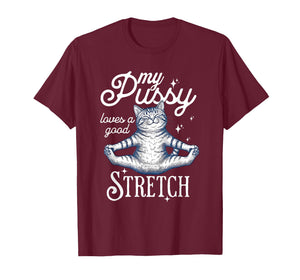My Pussy Loves A Good Stretch Inappropriate Adult Joke Cat T-Shirt