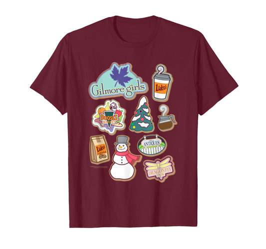 Gilmore Girls Decorated Christmas Cookie Icons TV Show T-Shirt