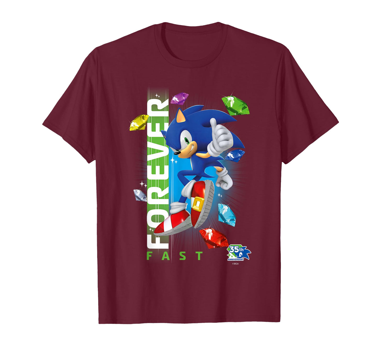 Sonic The Hedgehog 35th Anniversary Forever Fast Emeralds T-Shirt