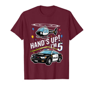 Police 5th Birthday Boy Girl 5 Year Old Policeman Police Car T-Shirt