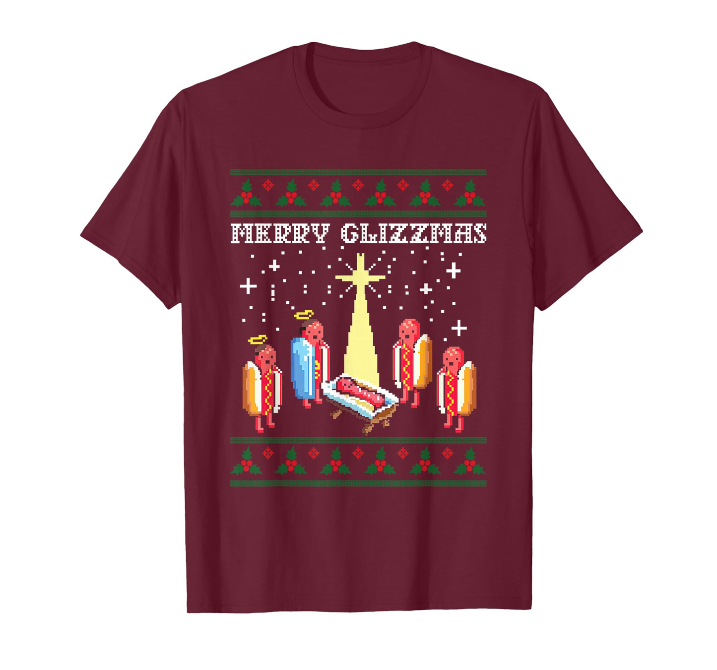 Funny Merry Glizzmas Hot Dogs Family Group Ugly Christmas T-Shirt