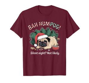 Bah Humbug Cute Christmas Pug for Holiday Haters Sarcastic T-Shirt