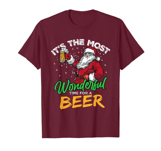 Santa Xmas Joke It's The Most Wonderful Time for A Beer T-Shirt