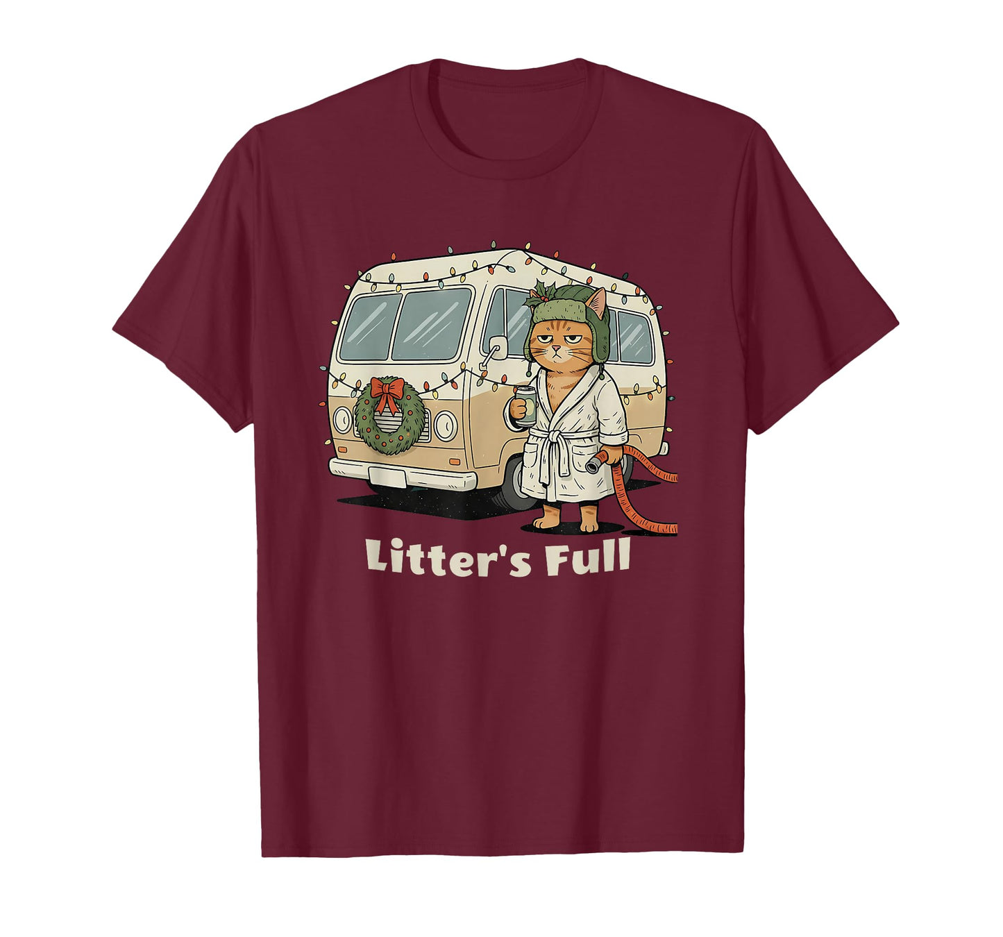 Litter's Full Christmas Cat, Funny Christmas Kitty Vacation T-Shirt