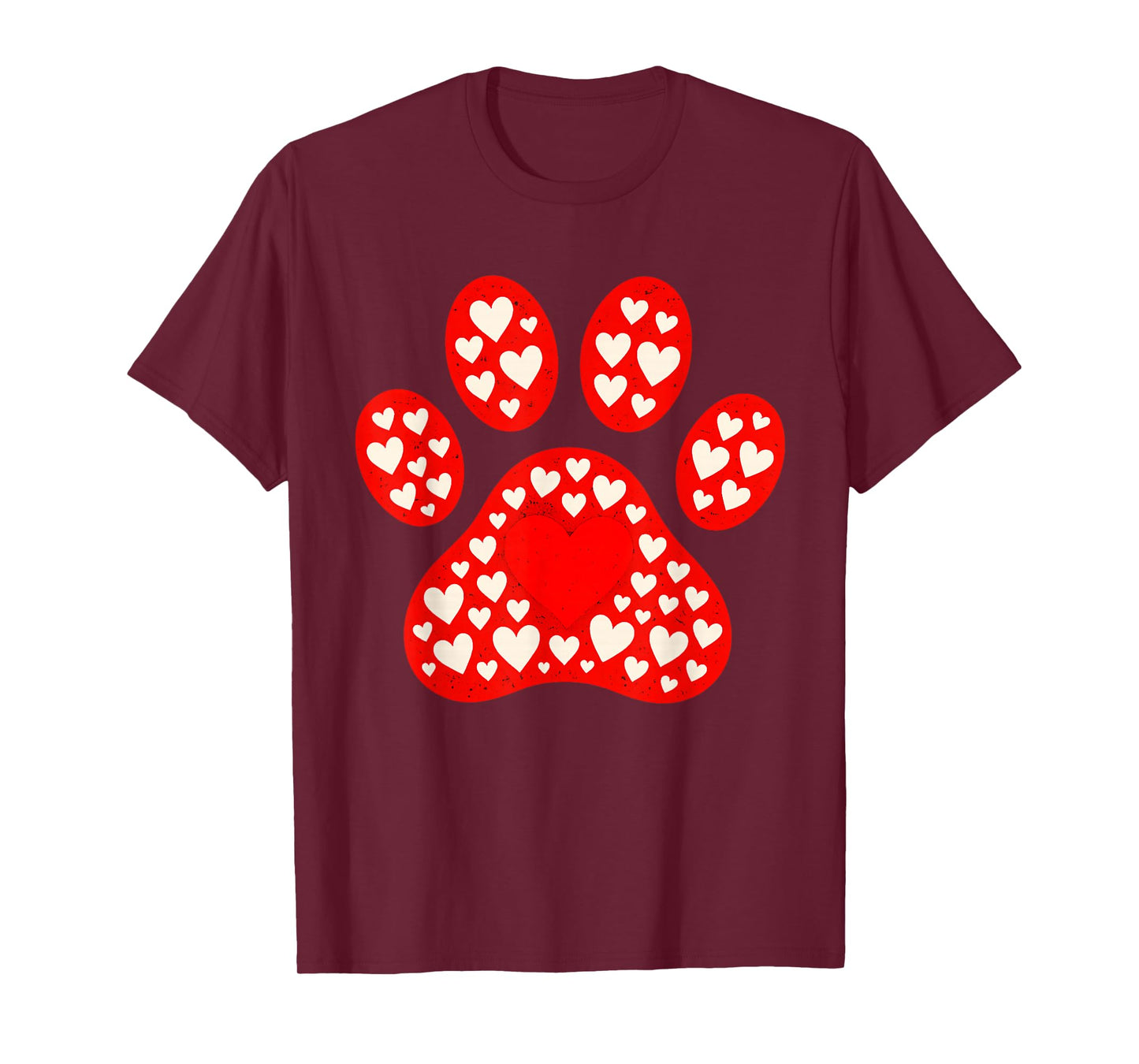Paw Print Heart Pattern Valentines Day Cute Dog Puppy Love T-Shirt
