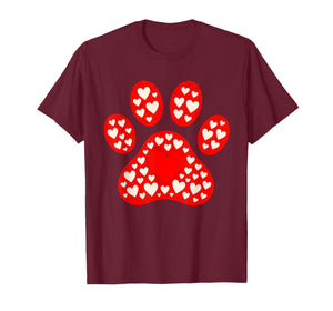 Paw Print Heart Pattern Valentines Day Cute Dog Puppy Love T-Shirt
