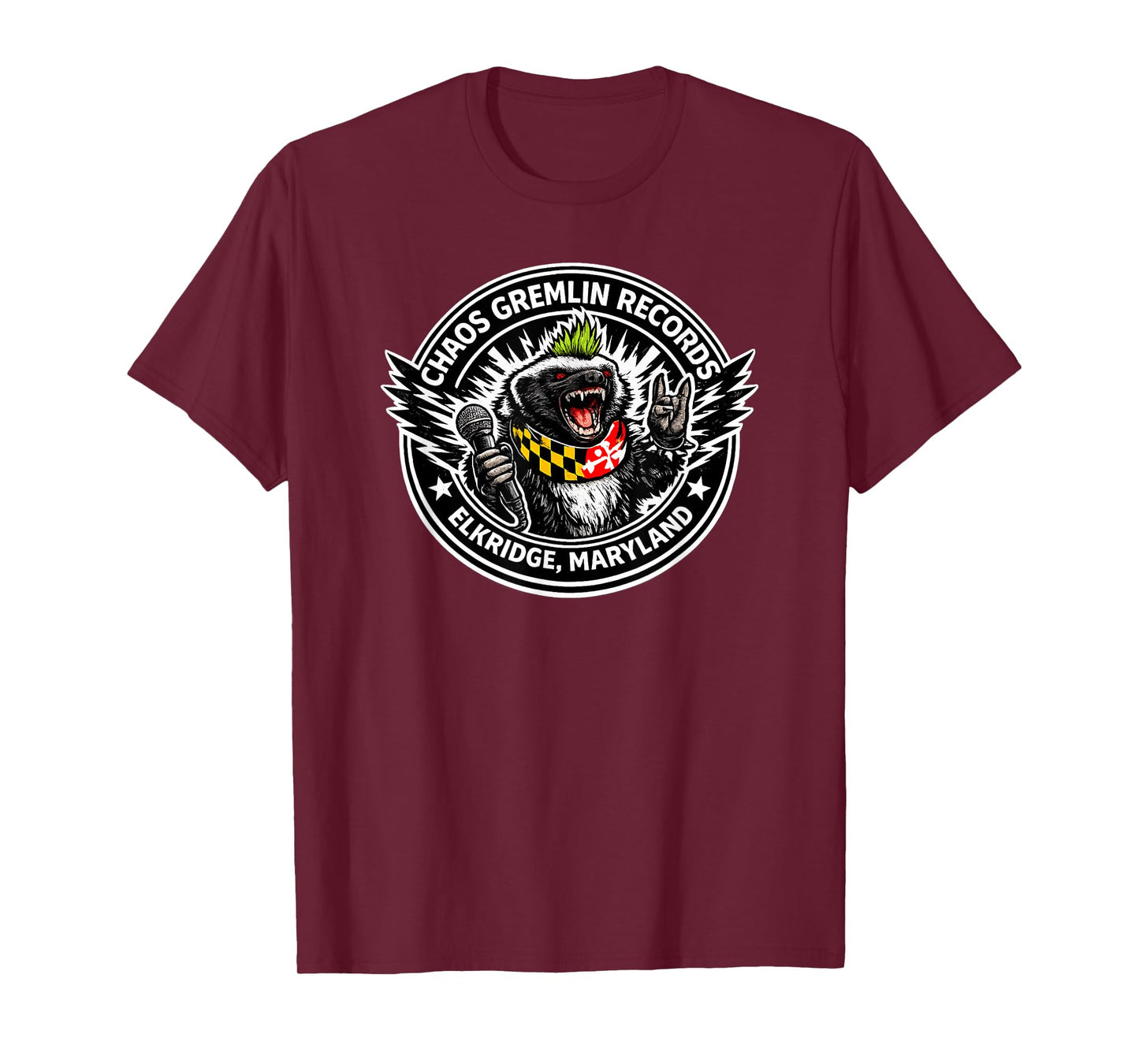 American Badger Attitude Chaos Gremlin Punk Records Novelty T-Shirt