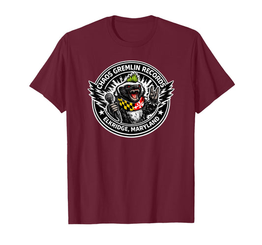 American Badger Attitude Chaos Gremlin Punk Records Novelty T-Shirt