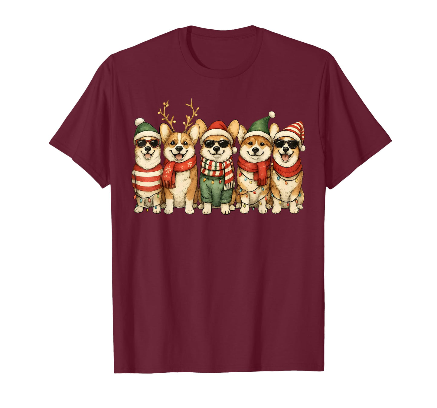 Corgi Santa Christmas Tree Corgmas Dog Family Matching T-Shirt