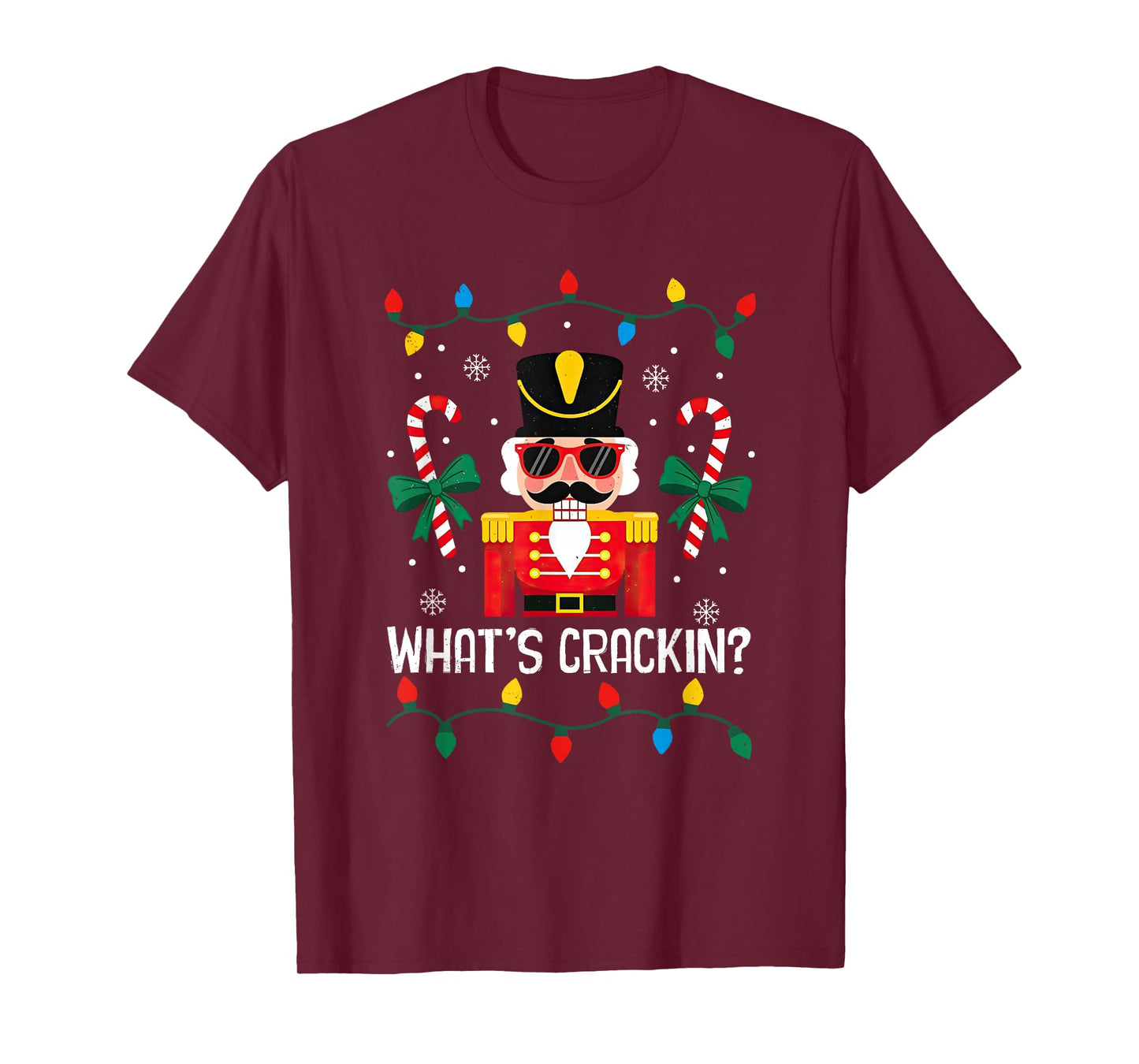 What's Crackin Nutcracker Christmas Candy Cane Coquette Bow T-Shirt