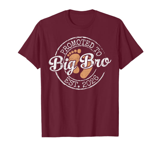 Promoted to Big Bro Est 2026 Stamp First Time Brother to Be T-Shirt