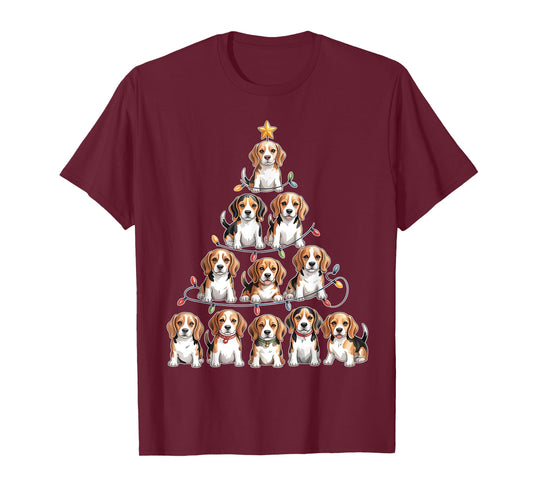 Funny Beagle Christmas Tree Dog Lovers Women Men Xmas T-Shirt