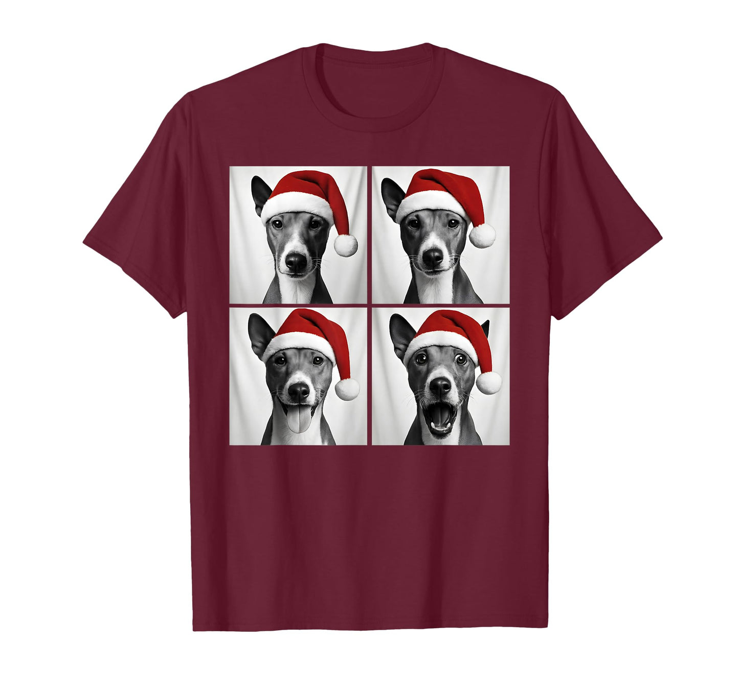 Funny Christmas Basenji Santa Dog Lover Photo Booth T-Shirt