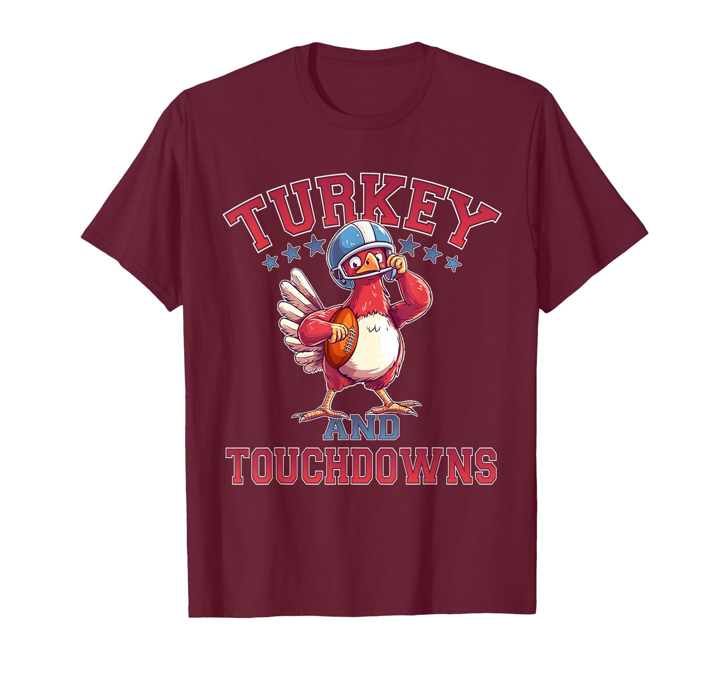 Thanksgiving Football Turkey & Touchdowns Game Day T-Shirt