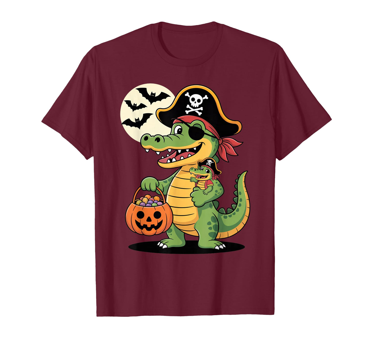 Pirate Alligator Halloween Outfit for Kids and Parents Humor T-Shirt