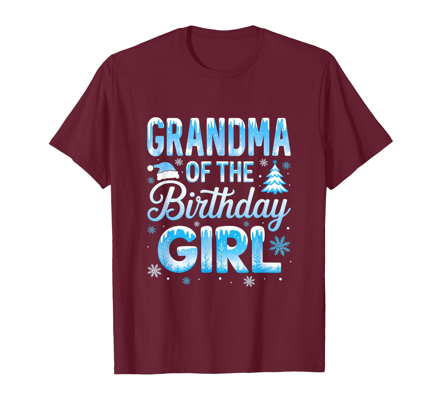 Grandma of The Birthday Girl Snowflakes Winter Family T-Shirt