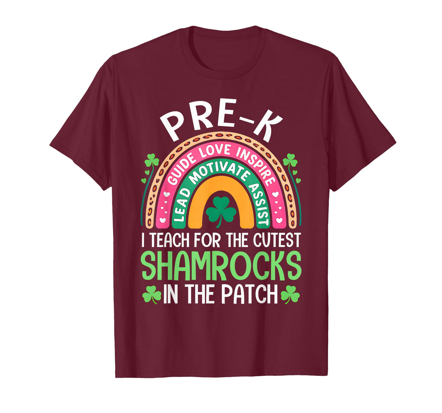 Pre-K Teacher St Patricks Day Rainbow Shamrocks Irish Women T-Shirt