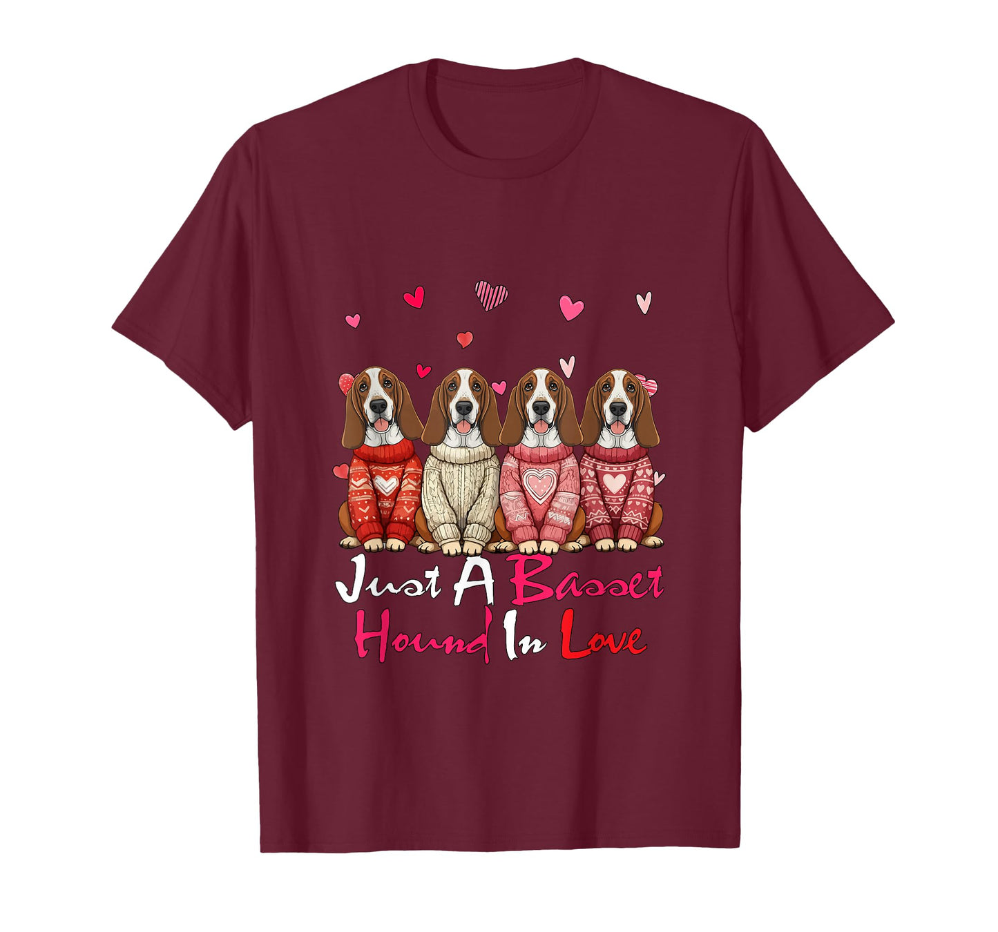 Just A Basset Hound in Love Valentine Group Dogs Owner Kids T-Shirt