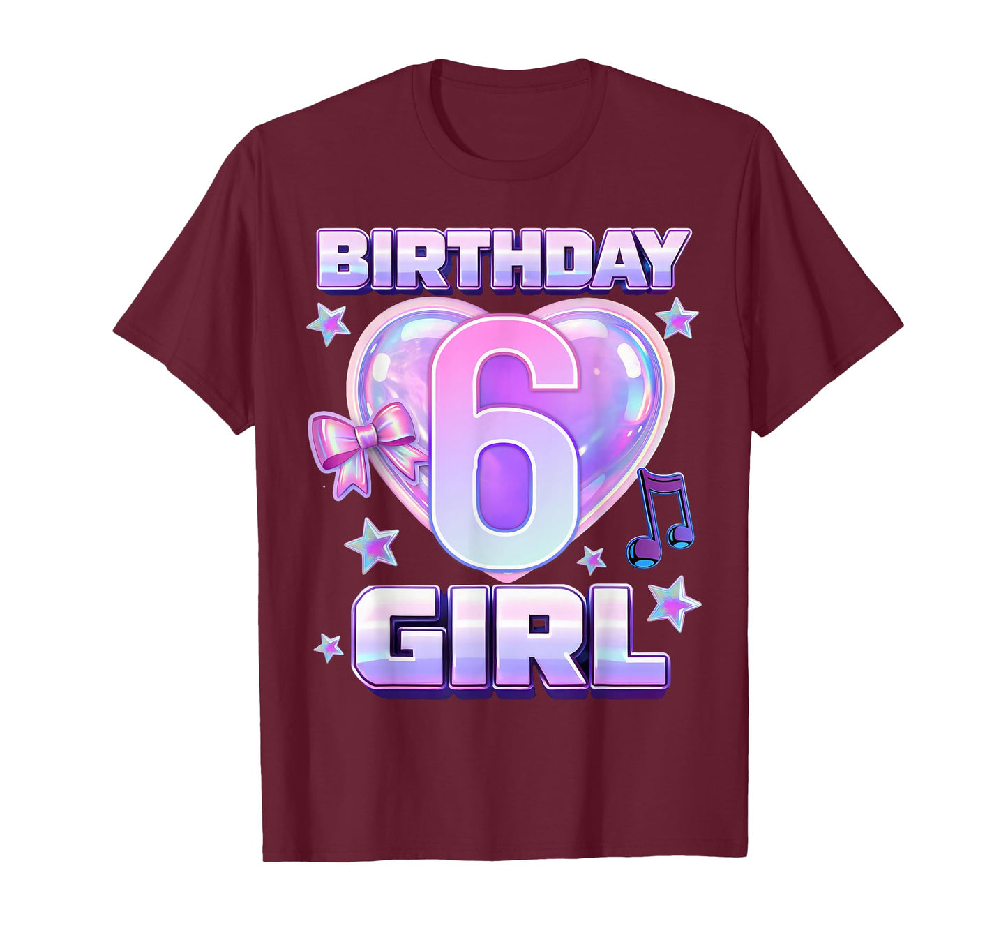 6 Years Old Birthday Kpop Kids 6th Birthday Girls Party T-Shirt
