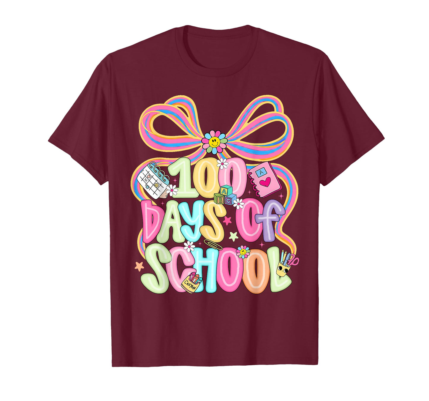 Happy 100 Days of School Coquette Bow Girl Women Teacher T-Shirt