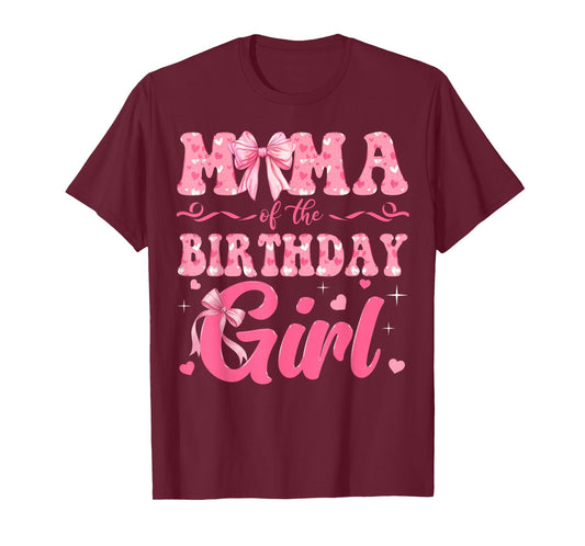 Mema of The Birthday Girl Family Pink Coquette Bow T-Shirt