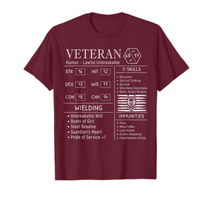 Funny Veteran RPG Stats - Tabletop Player Gamer Humor T-Shirt